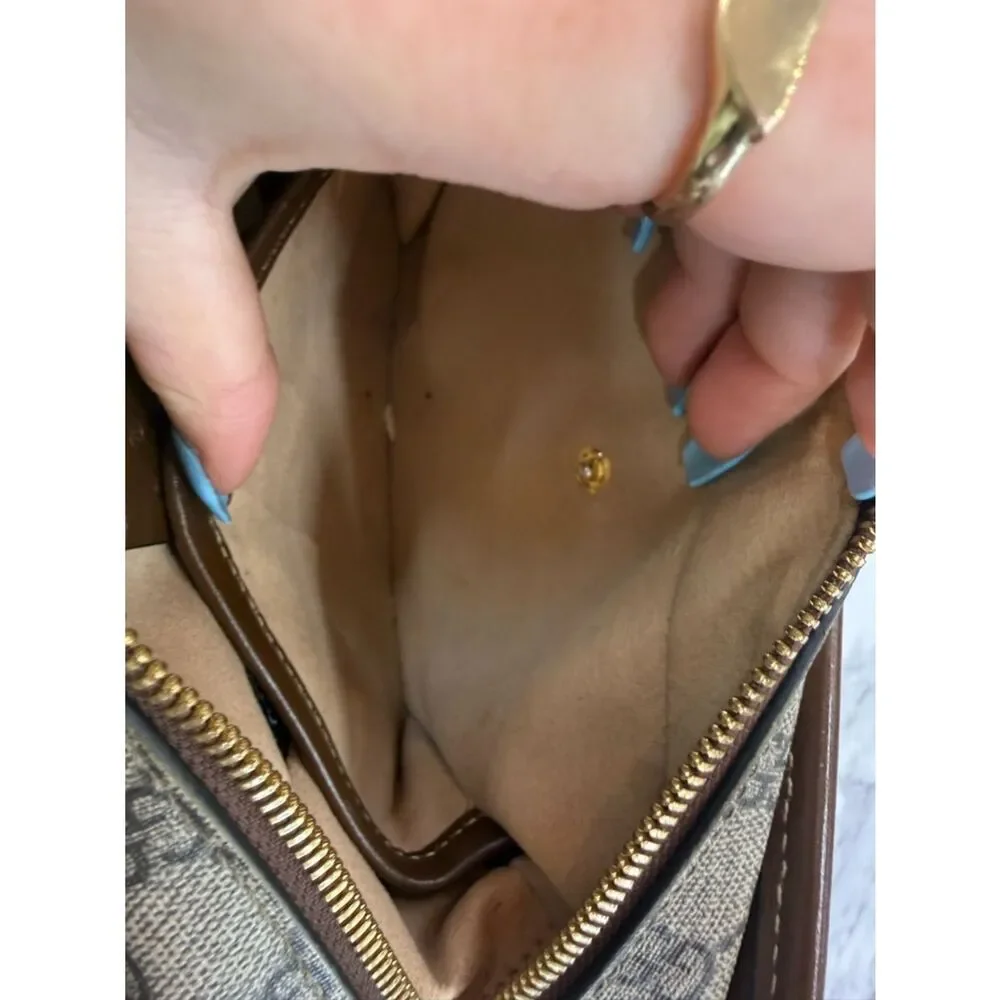 Gucci Beige GG Canvas and Brown Leather Men’s Toiletry Bag